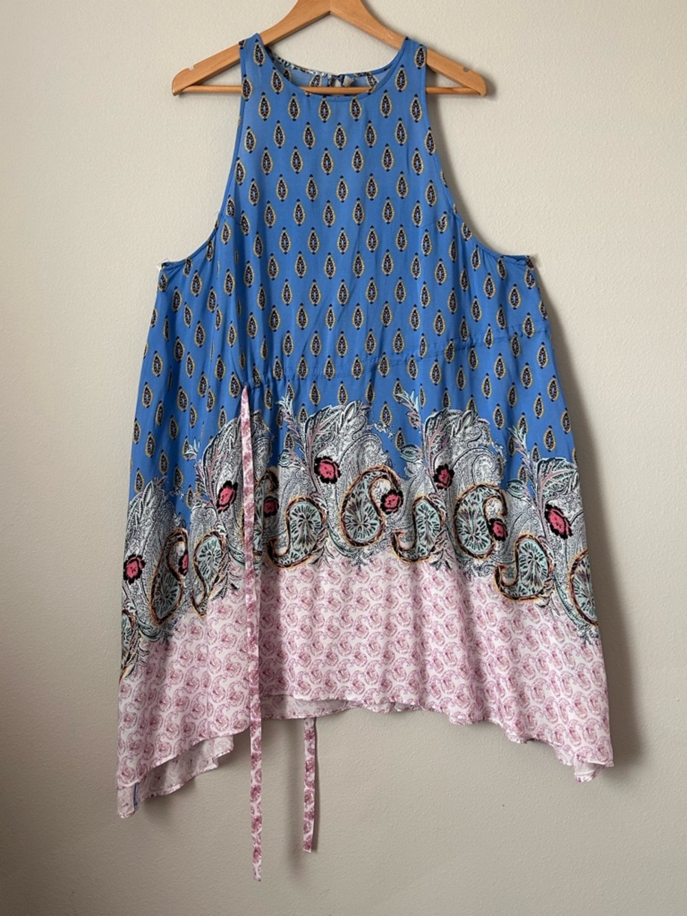 Free People Blue and Pink Paisley Halter Mini Dress - Picture 4 of 12